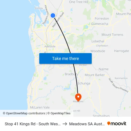 Stop 41 Kings Rd - South West side to Meadows SA Australia map