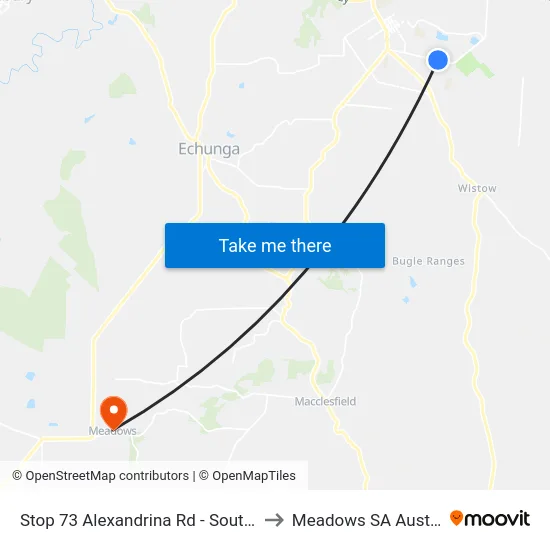 Stop 73 Alexandrina Rd - South side to Meadows SA Australia map