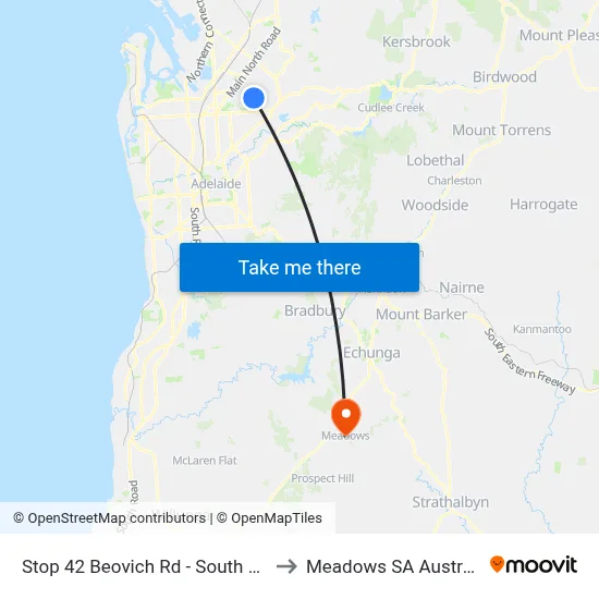 Stop 42 Beovich Rd - South side to Meadows SA Australia map