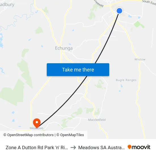 Zone A Dutton Rd Park 'n' Ride to Meadows SA Australia map