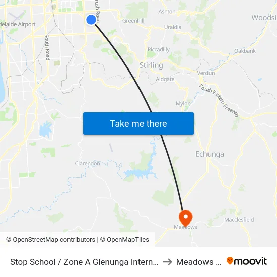 Stop School / Zone A Glenunga International High School Conyngham St to Meadows SA Australia map