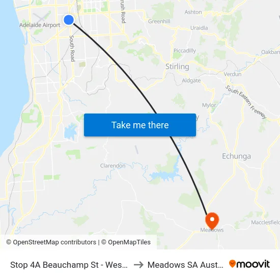 Stop 4A Beauchamp St - West Side to Meadows SA Australia map