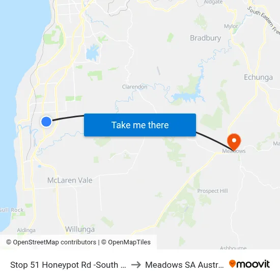 Stop 51 Honeypot Rd -South Side to Meadows SA Australia map