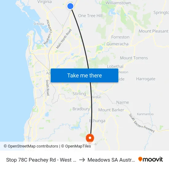 Stop 78C Peachey Rd - West side to Meadows SA Australia map