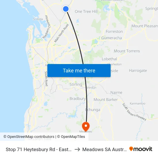 Stop 71 Heytesbury Rd - East side to Meadows SA Australia map