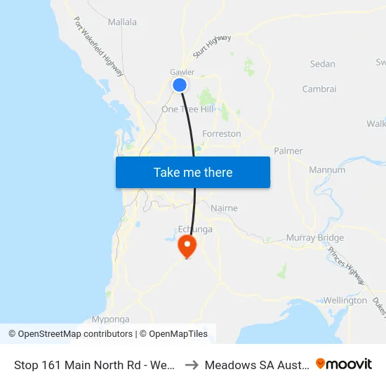 Stop 161 Main North Rd - West side to Meadows SA Australia map
