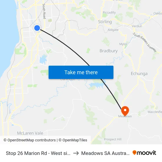 Stop 26 Marion Rd - West side to Meadows SA Australia map