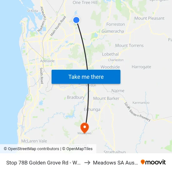 Stop 78B Golden Grove Rd - West side to Meadows SA Australia map