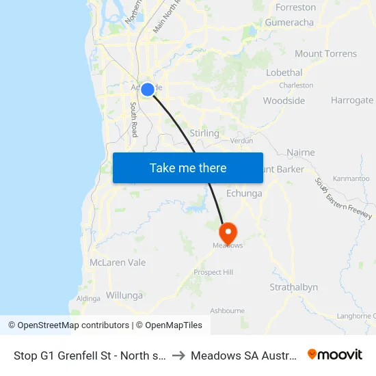Stop G1 Grenfell St - North side to Meadows SA Australia map