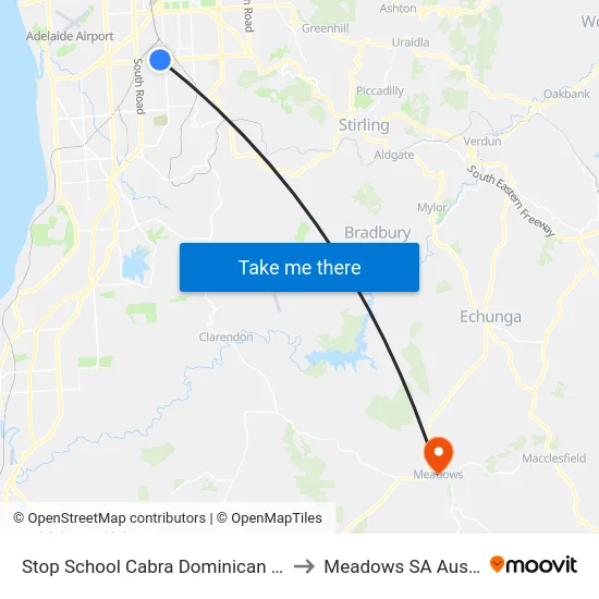 Stop School Cabra Dominican College to Meadows SA Australia map