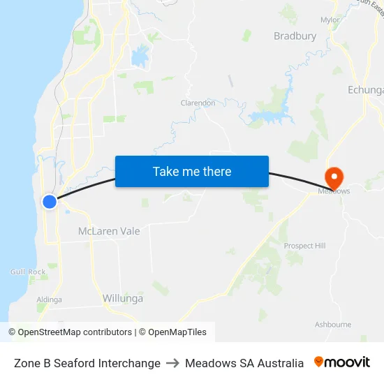 Zone B Seaford Interchange to Meadows SA Australia map