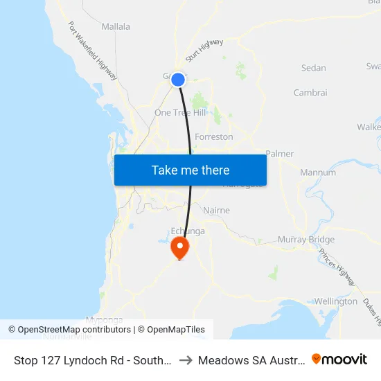 Stop 127 Lyndoch Rd - South side to Meadows SA Australia map