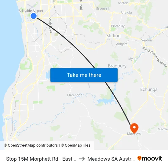 Stop 15M Morphett Rd - East side to Meadows SA Australia map