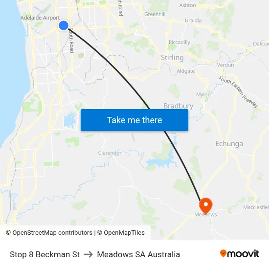 Stop 8 Beckman St to Meadows SA Australia map
