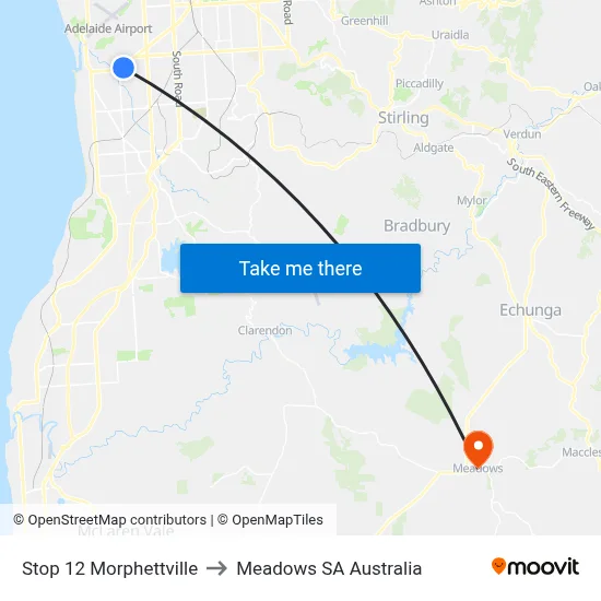 Stop 12 Morphettville to Meadows SA Australia map