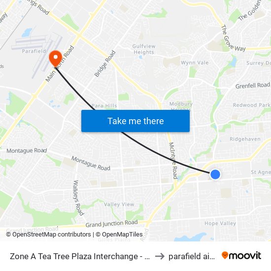 Zone A Tea Tree Plaza Interchange - West side to parafield airport map