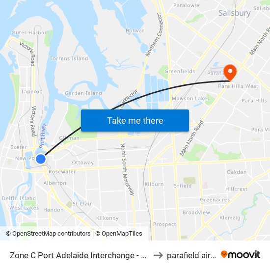 Zone C Port Adelaide Interchange - East side to parafield airport map