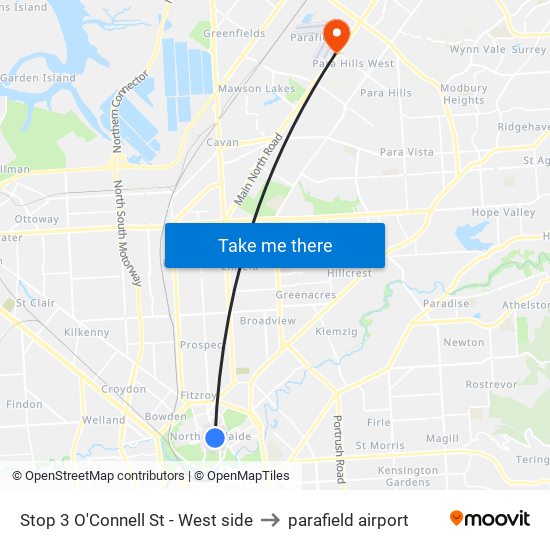 Stop 3 O'Connell St - West side to parafield airport map
