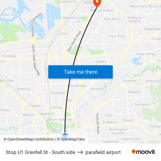 Stop U1 Grenfell St - South side to parafield airport map