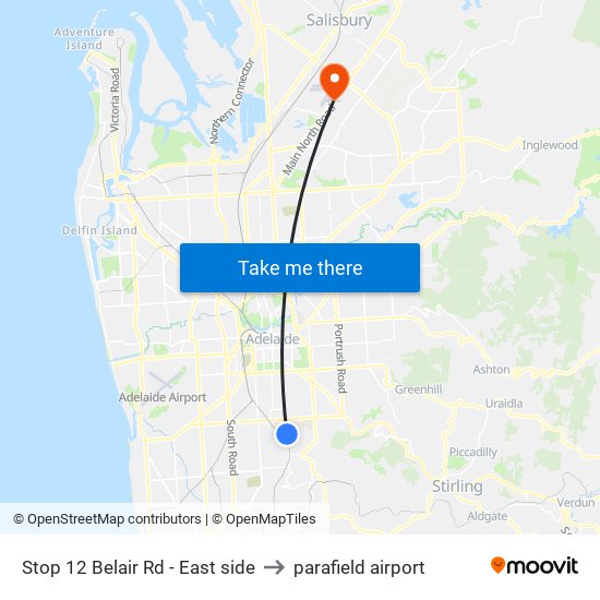 Stop 12 Belair Rd - East side to parafield airport map