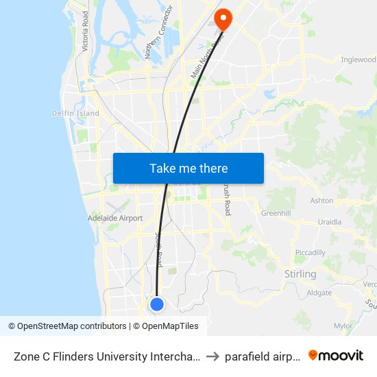 Zone C Flinders University Interchange to parafield airport map