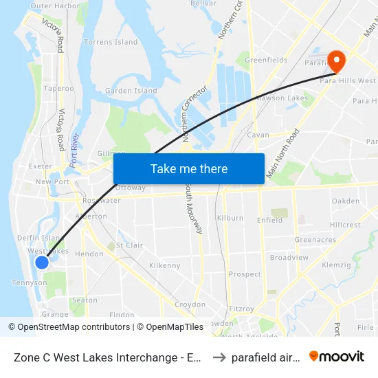 Zone C West Lakes Interchange - East side to parafield airport map