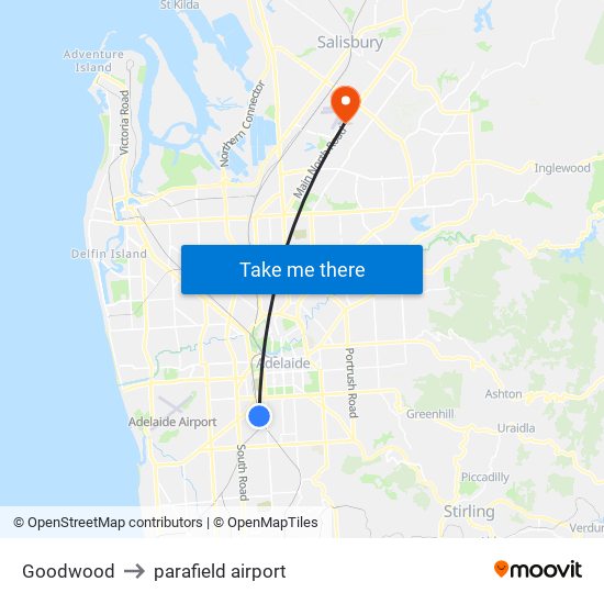 Goodwood to parafield airport map