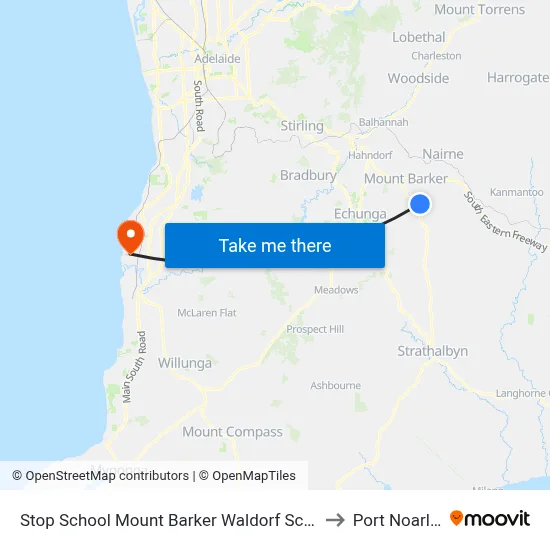 Stop School Mount Barker Waldorf School Sims Rd to Port Noarlunga map