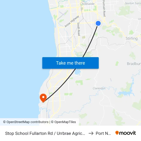 Stop School Fullarton Rd / Urrbrae Agricultural High School - West side to Port Noarlunga map