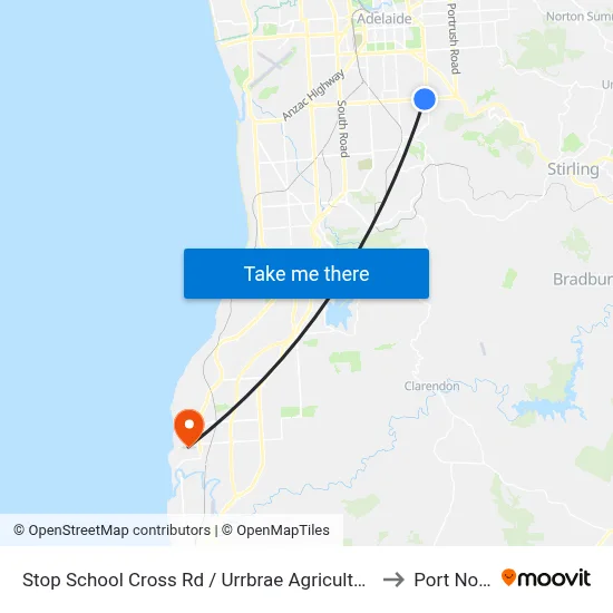 Stop School Cross Rd / Urrbrae Agricultural High School - North side to Port Noarlunga map