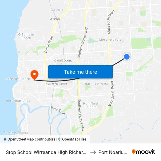 Stop School Wirreanda High Richards Dr to Port Noarlunga map