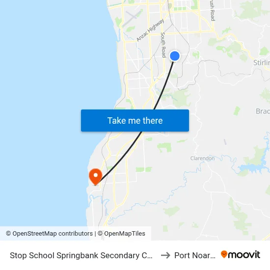 Stop School Springbank Secondary College Daws Rd to Port Noarlunga map