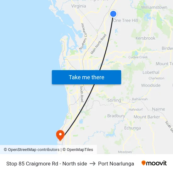 Stop 85 Craigmore Rd - North side to Port Noarlunga map