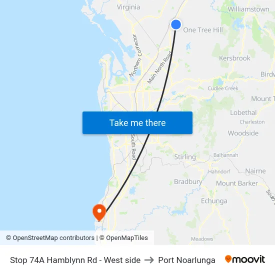 Stop 74A Hamblynn Rd - West side to Port Noarlunga map