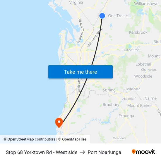 Stop 68 Yorktown Rd - West side to Port Noarlunga map