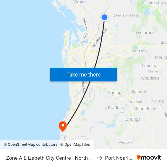 Zone A Elizabeth City Centre - North West side to Port Noarlunga map