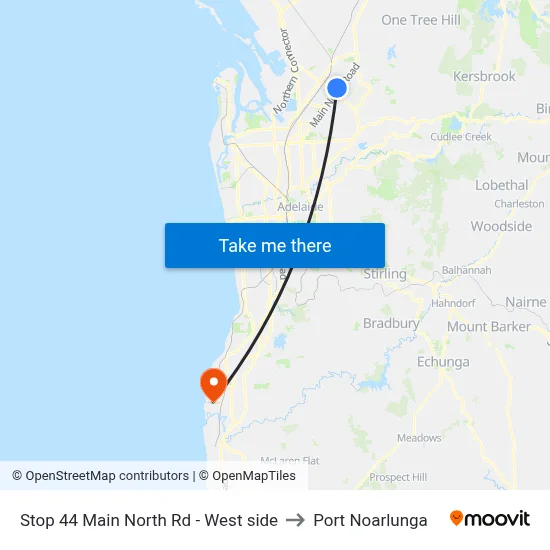 Stop 44 Main North Rd - West side to Port Noarlunga map