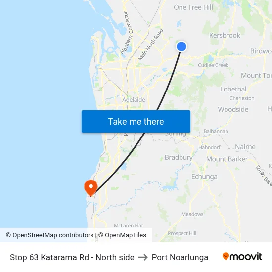 Stop 63 Katarama Rd - North side to Port Noarlunga map