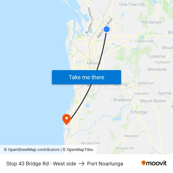 Stop 43 Bridge Rd - West side to Port Noarlunga map