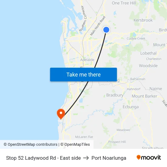 Stop 52 Ladywood Rd - East side to Port Noarlunga map