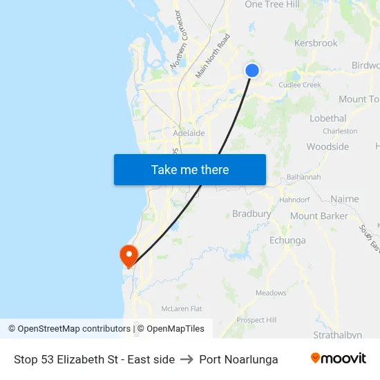 Stop 53 Elizabeth St - East side to Port Noarlunga map
