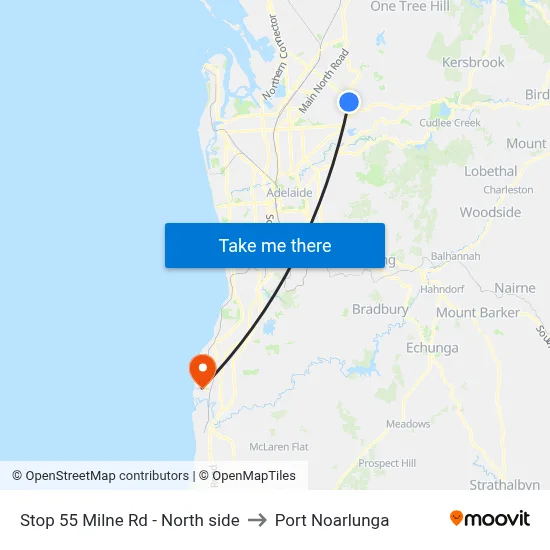 Stop 55 Milne Rd - North side to Port Noarlunga map
