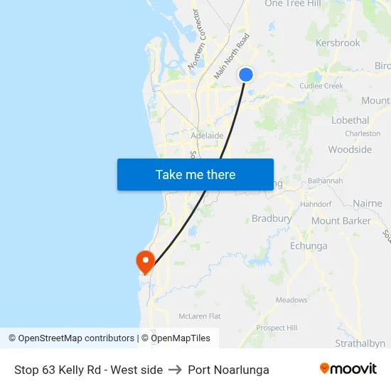 Stop 63 Kelly Rd - West side to Port Noarlunga map