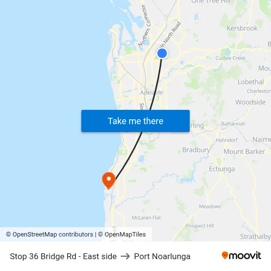 Stop 36 Bridge Rd - East side to Port Noarlunga map