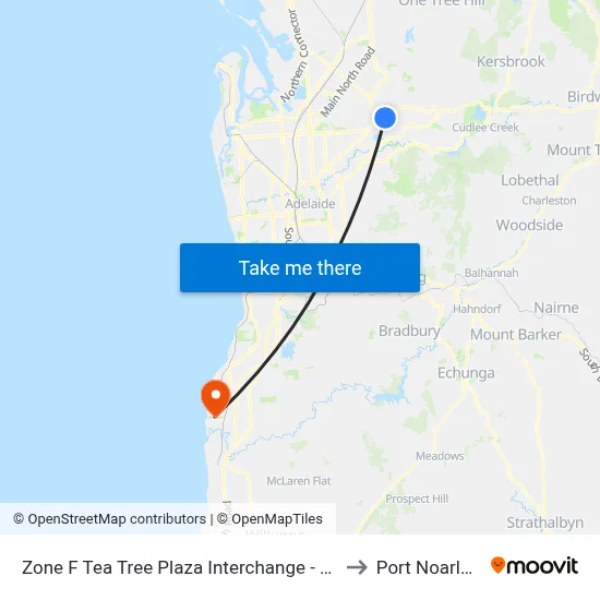Zone F Tea Tree Plaza Interchange - East side to Port Noarlunga map