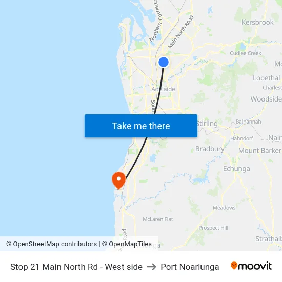 Stop 21 Main North Rd - West side to Port Noarlunga map