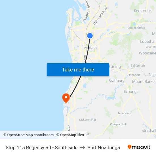 Stop 115 Regency Rd - South side to Port Noarlunga map