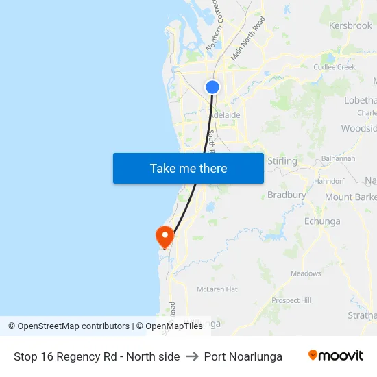 Stop 16 Regency Rd - North side to Port Noarlunga map