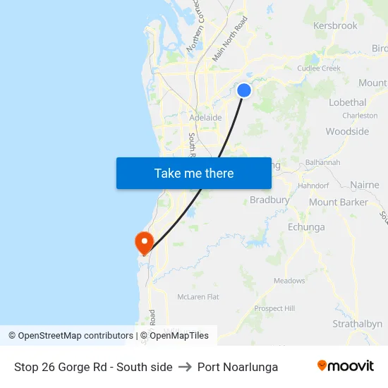 Stop 26 Gorge Rd - South side to Port Noarlunga map