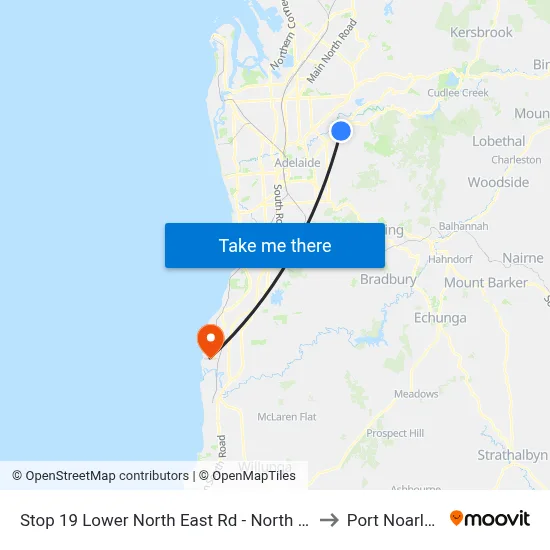 Stop 19 Lower North East Rd - North West side to Port Noarlunga map